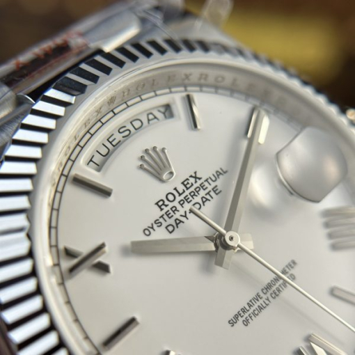 Custom Rolex Day-Date 228236 with a white dial and Roman numerals- Swiss 175 - Image 2