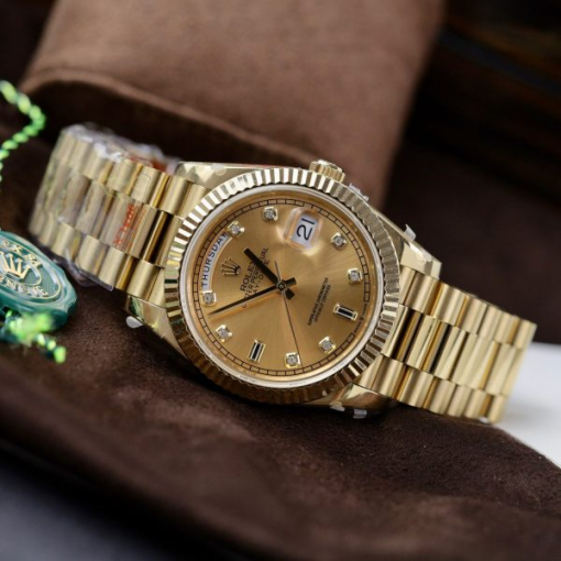 Custom Rolex Day-Date 228238 Gold with Diamond-Set Hour Markers - Swiss 168 - Image 2