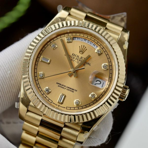 Custom Rolex Day-Date 228238 Gold with Diamond-Set Hour Markers - Swiss 168 - Image 3