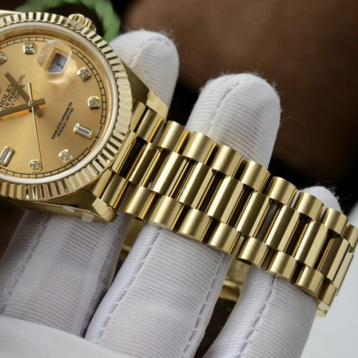 Custom Rolex Day-Date 228238 Gold with Diamond-Set Hour Markers - Swiss 168 - Image 9