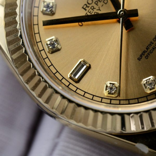 Custom Rolex Day-Date 228238 Gold with Diamond-Set Hour Markers - Swiss 168 - Image 6