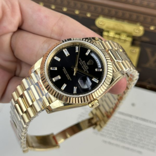 Custom Rolex Day-Date 228238 Black with Diamond-Set Hour Markers - Swiss 167 - Image 8