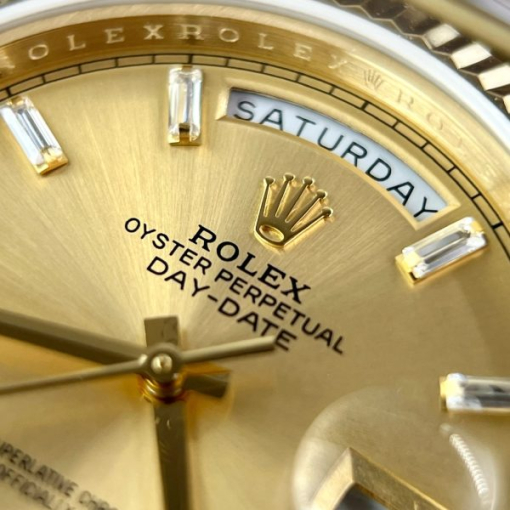 Custom Rolex Day-Date 228238 Gold with Diamond-Set Hour Markers - Swiss 166 - Image 7