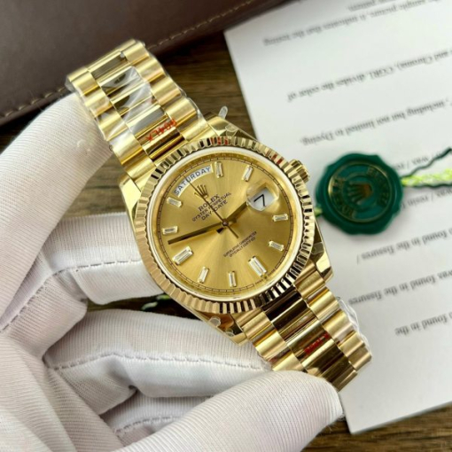 Custom Rolex Day-Date 228238 Gold with Diamond-Set Hour Markers - Swiss 166 - Image 3