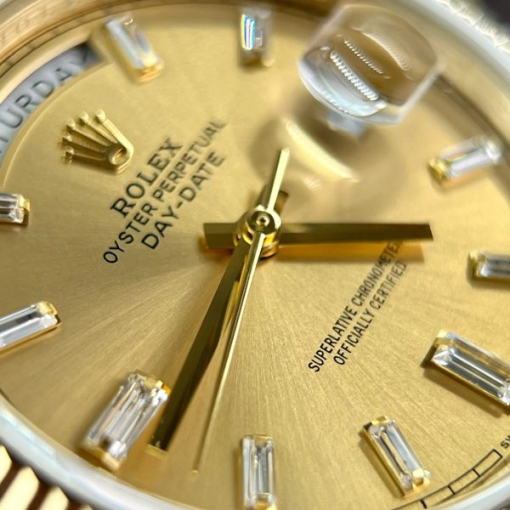 Custom Rolex Day-Date 228238 Gold with Diamond-Set Hour Markers - Swiss 166 - Image 5