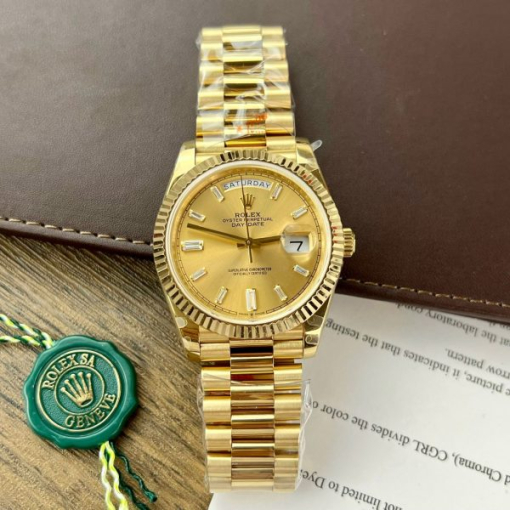 Custom Rolex Day-Date 228238 Gold with Diamond-Set Hour Markers - Swiss 166