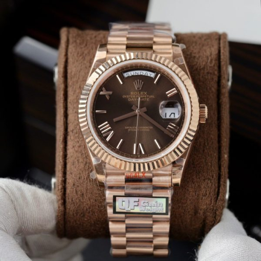 Custom Rolex Day-Date Chocolate Dial with Roman Numerals - Swiss 165