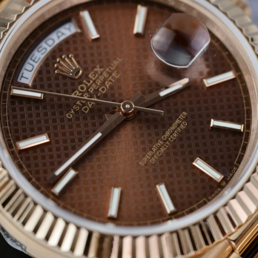 Custom Rolex Day-Date Crafted with Chocolate Dial - Swiss 163 - Image 9