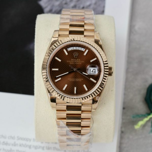 Custom Rolex Day-Date Crafted with Chocolate Dial - Swiss 163