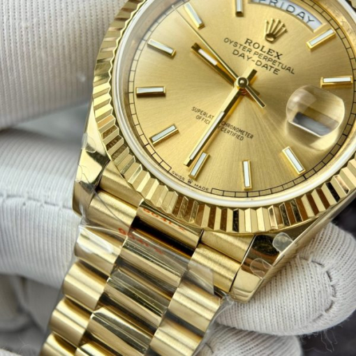 Custom Rolex Day-Date Crafted in Champagne Yellow - Swiss 162 - Image 6