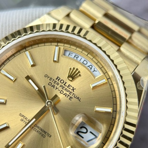 Custom Rolex Day-Date Crafted in Champagne Yellow - Swiss 162 - Image 3