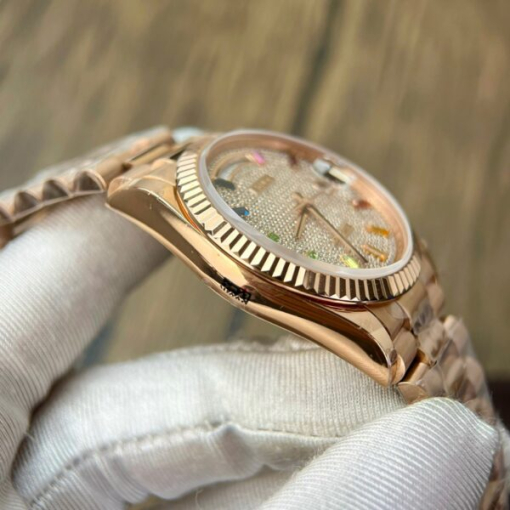 Custom Rolex Day-Date Rose Gold Full Diamond Set with Hour Markers - Swiss 161 - Image 5