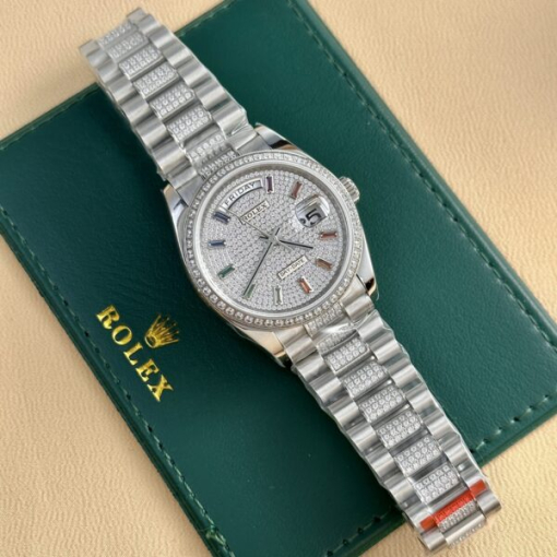 Custom Rolex Day-Date Full Diamond Set with Hour Markers - Swiss 160 - Image 2