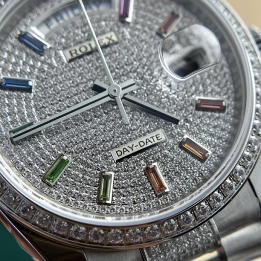 Custom Rolex Day-Date Full Diamond Set with Hour Markers - Swiss 160 - Image 6