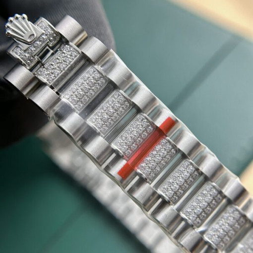 Custom Rolex Day-Date Full Diamond Set with Hour Markers - Swiss 160 - Image 4