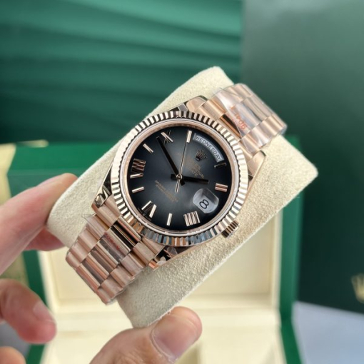 Custom Rolex Day-Date Everose Gold 228235 Ombre Gray Dial - Swiss 159