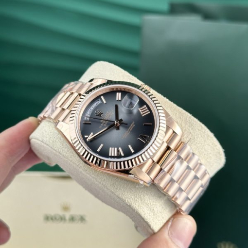 Custom Rolex Day-Date Everose Gold 228235 Ombre Gray Dial - Swiss 159 - Image 10