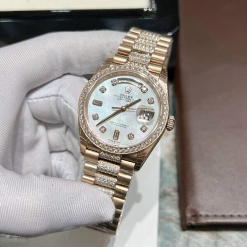 Custom Rolex Day-Date Mother of Pearl Dial Full Diamond - Swiss 158 - Image 2