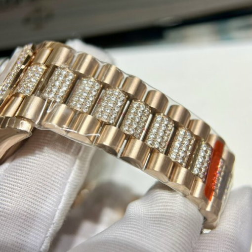 Custom Rolex Day-Date Mother of Pearl Dial Full Diamond - Swiss 158 - Image 8