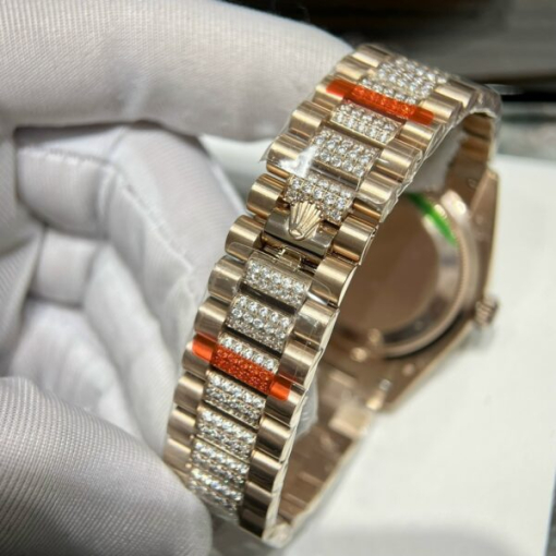 Custom Rolex Day-Date Mother of Pearl Dial Full Diamond - Swiss 158 - Image 9