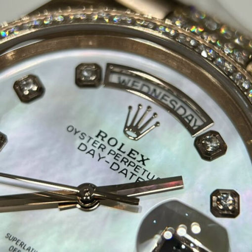 Custom Rolex Day-Date Mother of Pearl Dial Full Diamond - Swiss 158 - Image 3