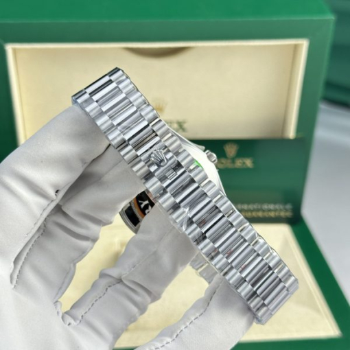 Custom Rolex Day-Date Baguette Diamond Set with Blue Dial - Swiss 157 - Image 5