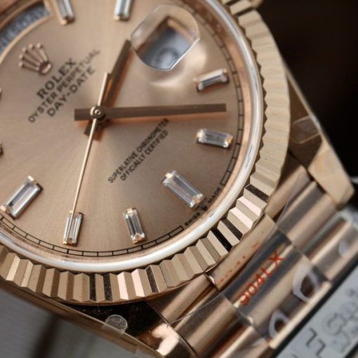 Custom Rolex Day-Date Sunburst Dial with Diamond Hour Markers - Swiss 155 - Image 3