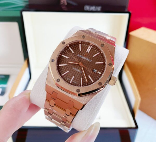 Custom Audemars Piguet Royal Oak Rose Gold Chocolate Dial - Asian AP 6 - Image 2