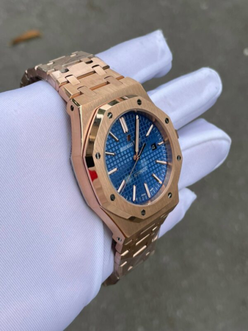 Custom Audemars Piguet Royal Oak Rose Gold Blue Dial - Asian AP 5 - Image 2