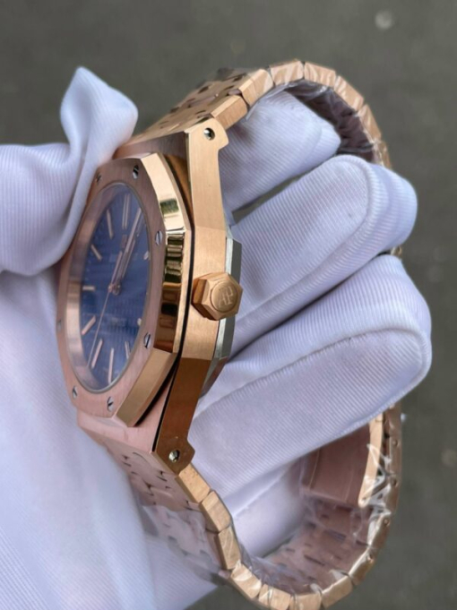 Custom Audemars Piguet Royal Oak Rose Gold Blue Dial - Asian AP 5 - Image 4