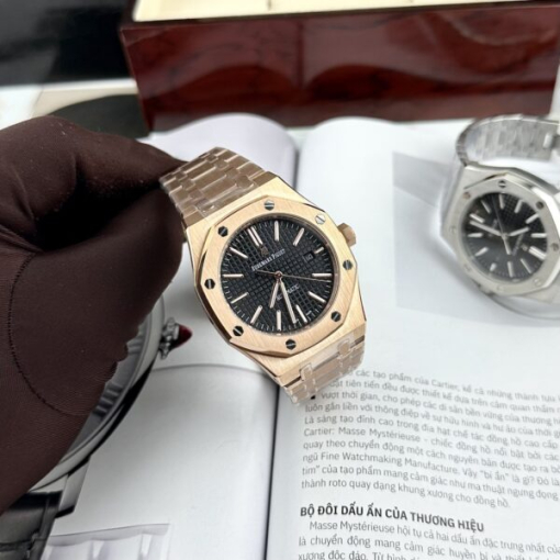 Custom Audemars Piguet Royal Oak Rose Gold Black Dial - Asian AP 1 - Image 2