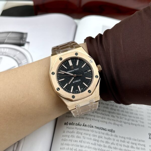 Custom Audemars Piguet Royal Oak Rose Gold Black Dial - Asian AP 1 - Image 5