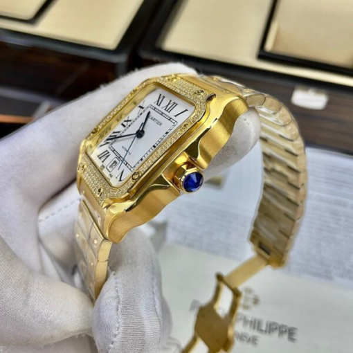 Custom Cartier Santos Gold Diamond Bezel Dial - Asia Cartier9 - Image 3