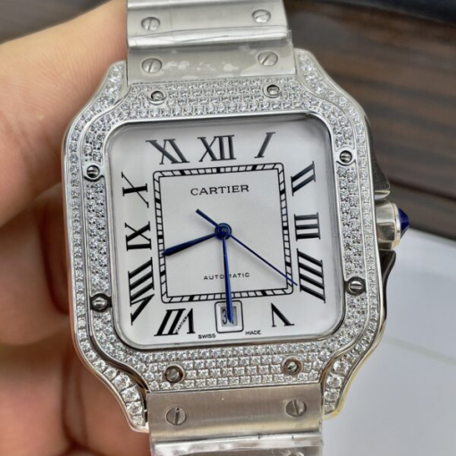 Custom Cartier Santos White Diamond - Asia Cartier18