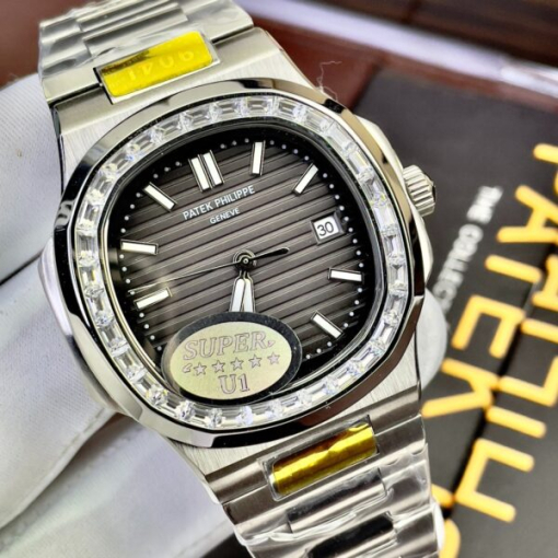 Custom Patek Philippe Nautilus 5711 Grey Dial Rhinestones - Asian Patek 37 - Image 2