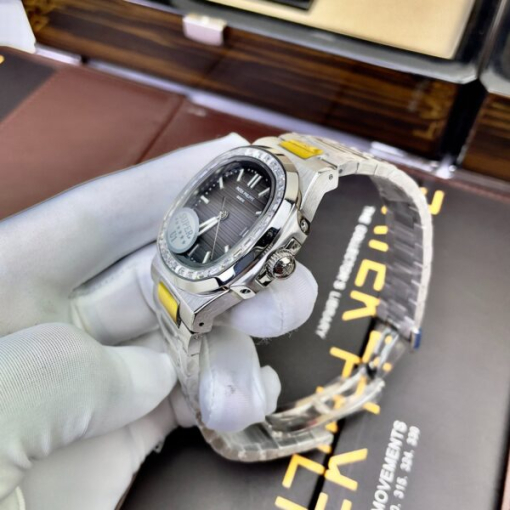 Custom Patek Philippe Nautilus 5711 Grey Dial Rhinestones - Asian Patek 37 - Image 4