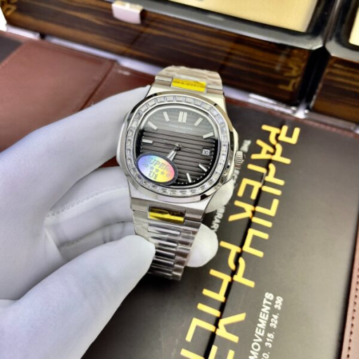 Custom Patek Philippe Nautilus 5711 Grey Dial Rhinestones - Asian Patek 37 - Image 3