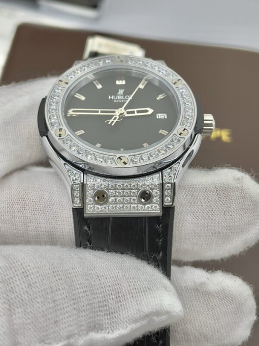 Custom Lady Hublot Classic Fusion Black Dial Diamonds Bezel - Asian Lady Watch 8 - Image 4