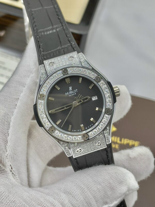 Custom Lady Hublot Classic Fusion Black Dial Diamonds Bezel - Asian Lady Watch 8 - Image 3