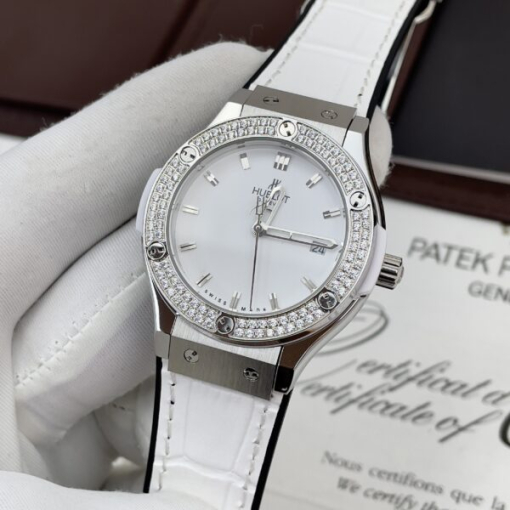 Custom Lady Hublot Classic Fusion White Dial Diamonds Bezel - Asian Lady Watch 3 - Image 3