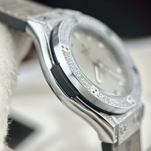 Custom Lady Hublot Classic Fusion Grey Dial Diamonds Bezel - Asian Lady Watch 10 - Image 3