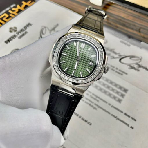 Custom Patek Philippe Nautilus 5711 Green Dial Rhinestones - Asian Patek 29 - Image 3