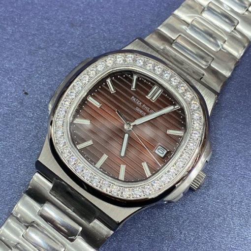 Custom Patek Philippe Nautilus 5711 Chocolate Dial Diamonds - Asian Patek 27 - Image 4