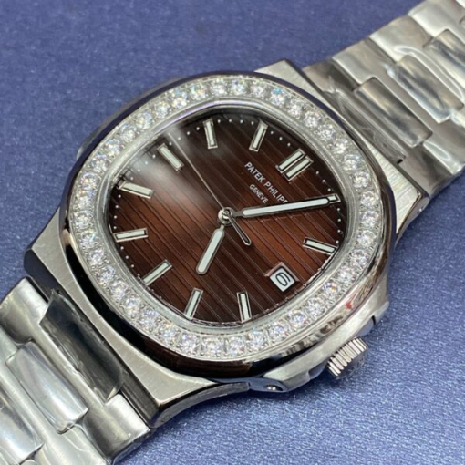 Custom Patek Philippe Nautilus 5711 Chocolate Dial Diamonds - Asian Patek 27 - Image 3