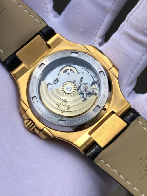 Custom Patek Philippe Nautilus 5711 Yellow Gold Black Dial Rhinestones - Asian Patek 31 - Image 4