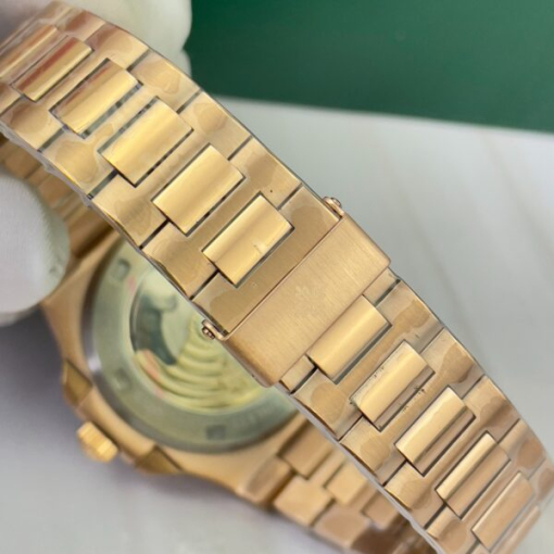 Custom Patek Philippe Nautilus 5711 Rose Gold Olive Green Dial Rhinestones - Asian Patek 34 - Image 7