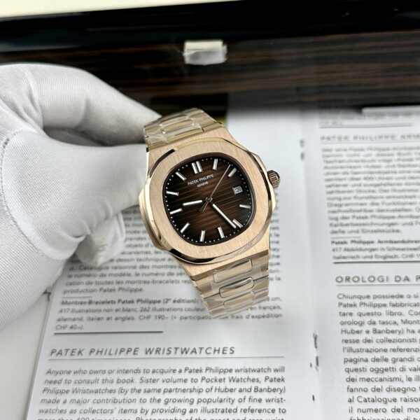 Custom Patek Philippe Nautilus 5711 Rose Gold Chocolate Dial - Asian Patek 10 - Image 4