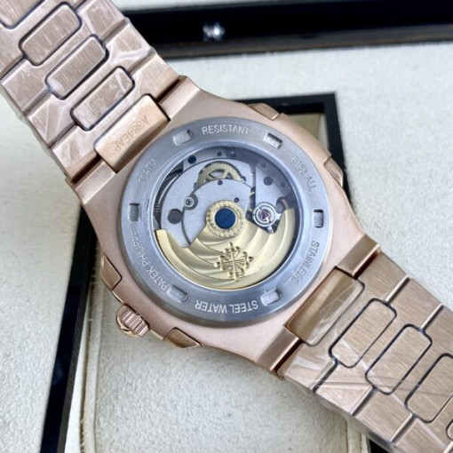 Custom Patek Philippe Nautilus 5711 Rose Gold Chocolate Dial Rhinestones - Asian Patek 51 - Image 5