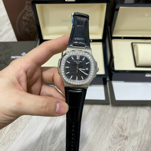 Custom Patek Philippe Nautilus 5711 Black Dial Diamonds - Asian Patek 25