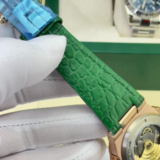 Custom Patek Philippe Nautilus 5711 Rose Gold Green Dial Ruby Rhinestones - Asian Patek 20 - Image 7